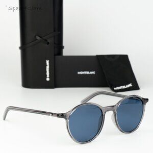 Montblanc Women Sunglasses Grey Blue Round MB0324S 003 NEW AUTHENTIC